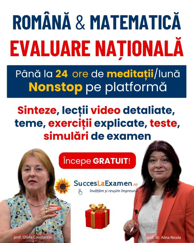 Evaluare Națională - Meditații Română - Matematică online Admitere liceu