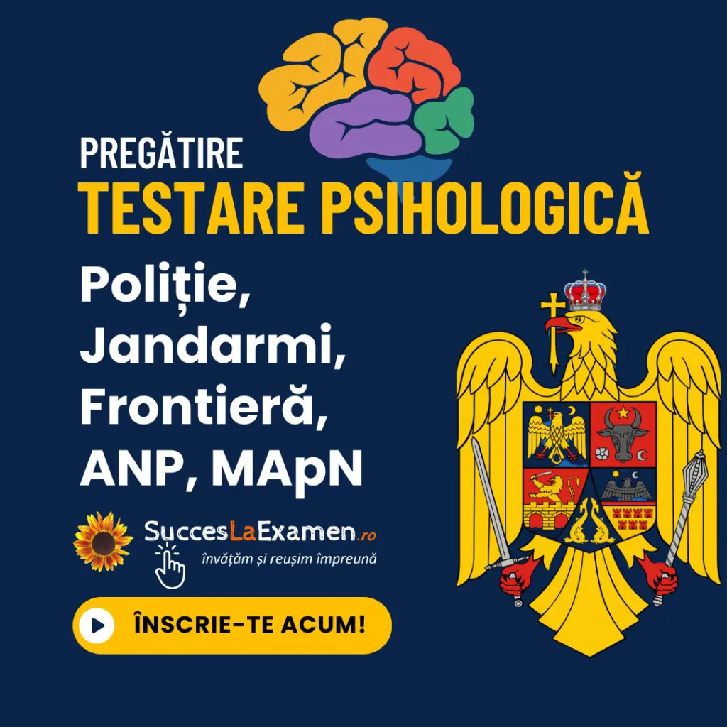 Modele de Teste Psihologice pentru Sursă Externă și Admitere la Academia și Școlile de Poliție Jandarmi ANP MApN. Pregătire testare psihologică.