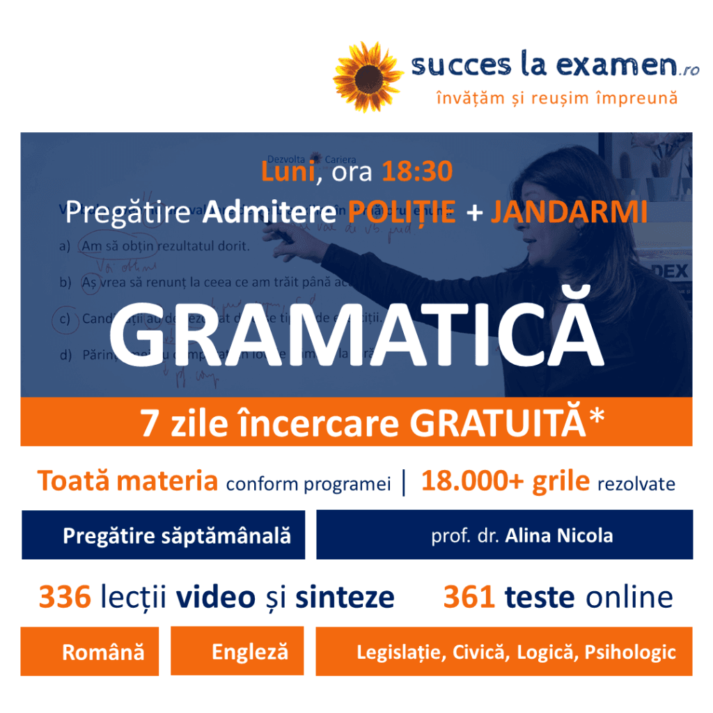 Gramatică - Limba Română Admitere Academia / Școala de Poliție / Jandarmi / ANP - prof. dr. Alina Nicola