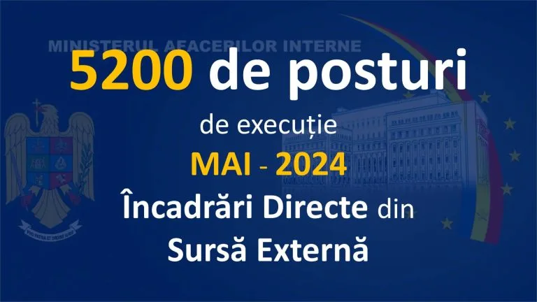 5200 de posturi de execuție în MAI - încadrări directe din sursă externă 2024