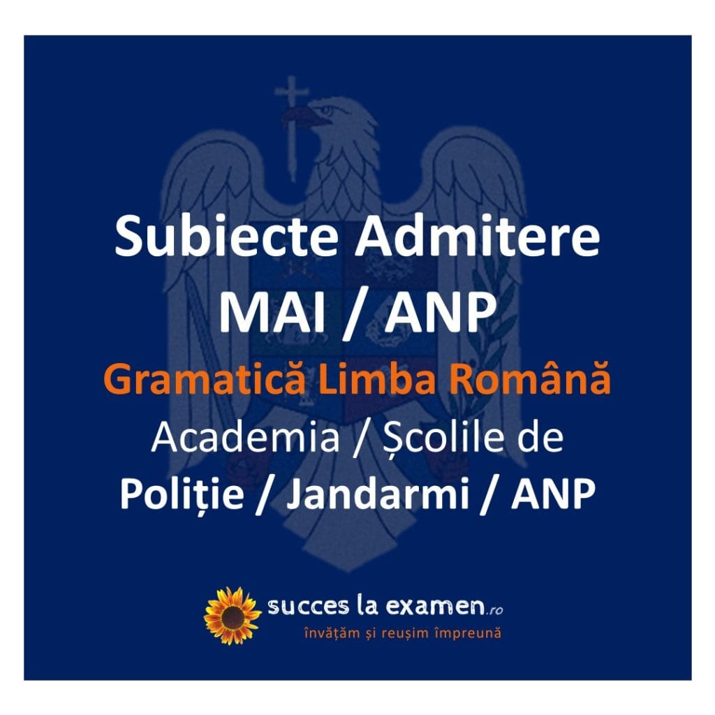 Subiecte Gramatică Limba Română Admitere Școli MAI Poliție / Jandarmi / ANP