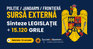 LEGISLAȚIE + GRILE – Încadrare Directă, Sursă Externă MAI: Poliție, Jandarmi