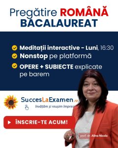 ROMÂNĂ BAC 2026. Lecții video, simulări, meditații cu prof. Alina Nicola